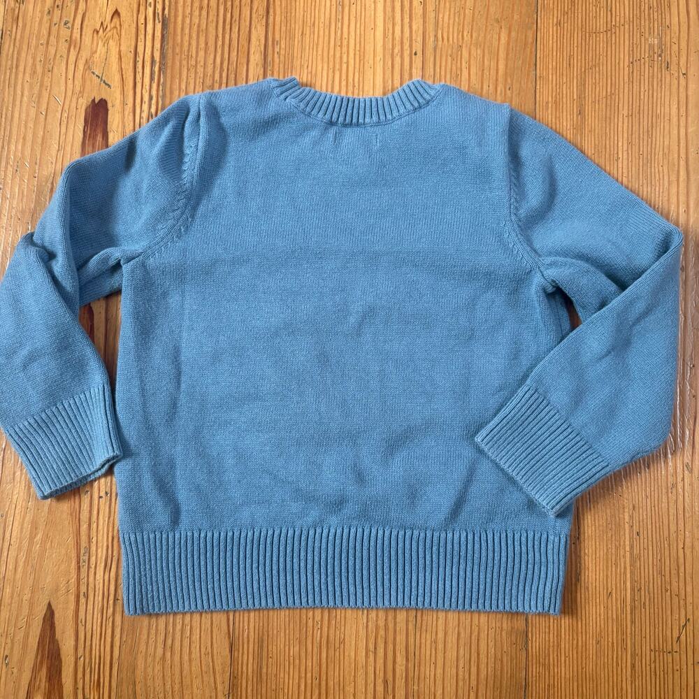 Amazon Essentials blue yellow jaguar graphic knit toddler crew sweater SIZE 4-5 - Picture 5 of 5